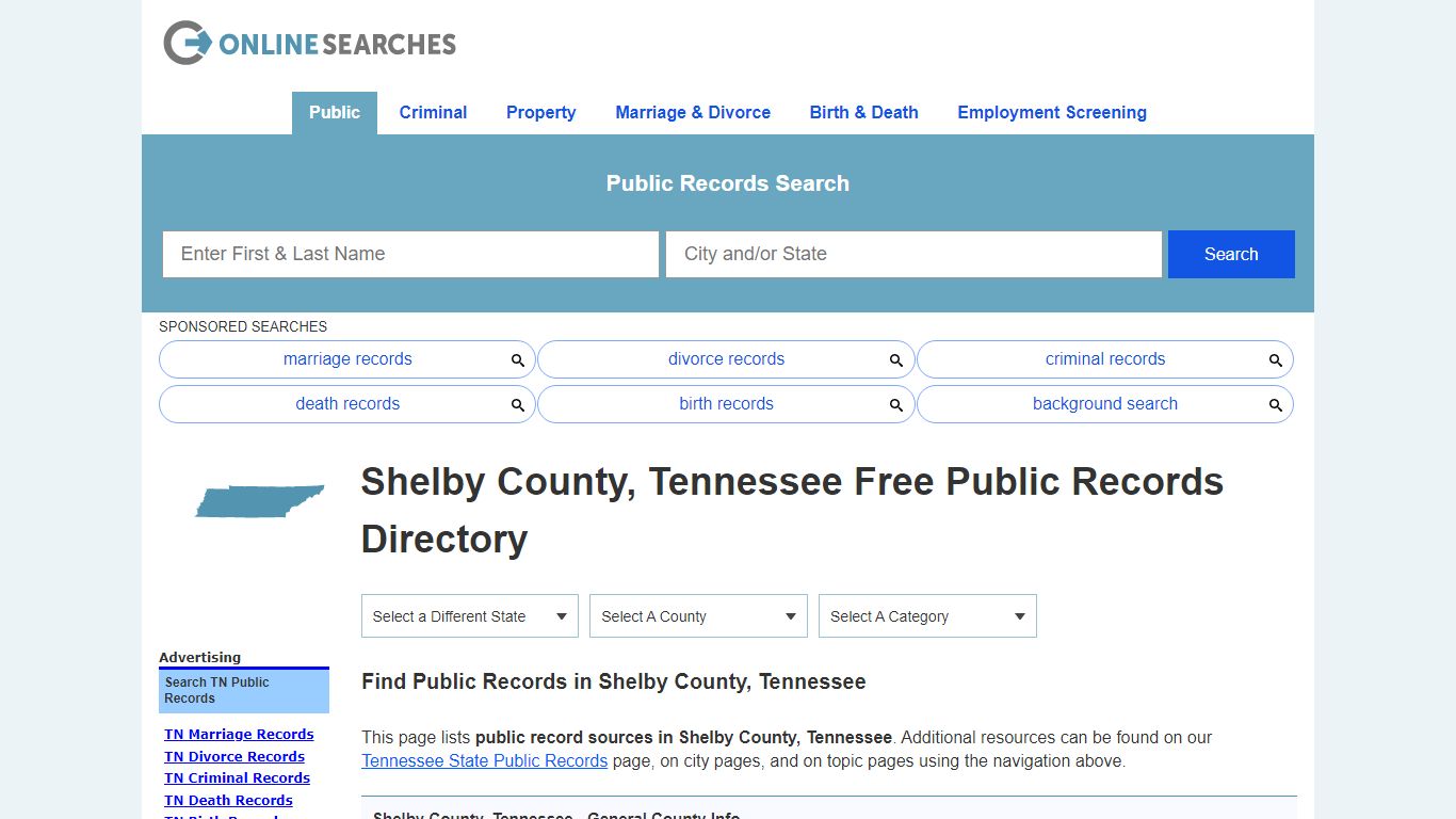 Shelby County, Tennessee Public Records Directory